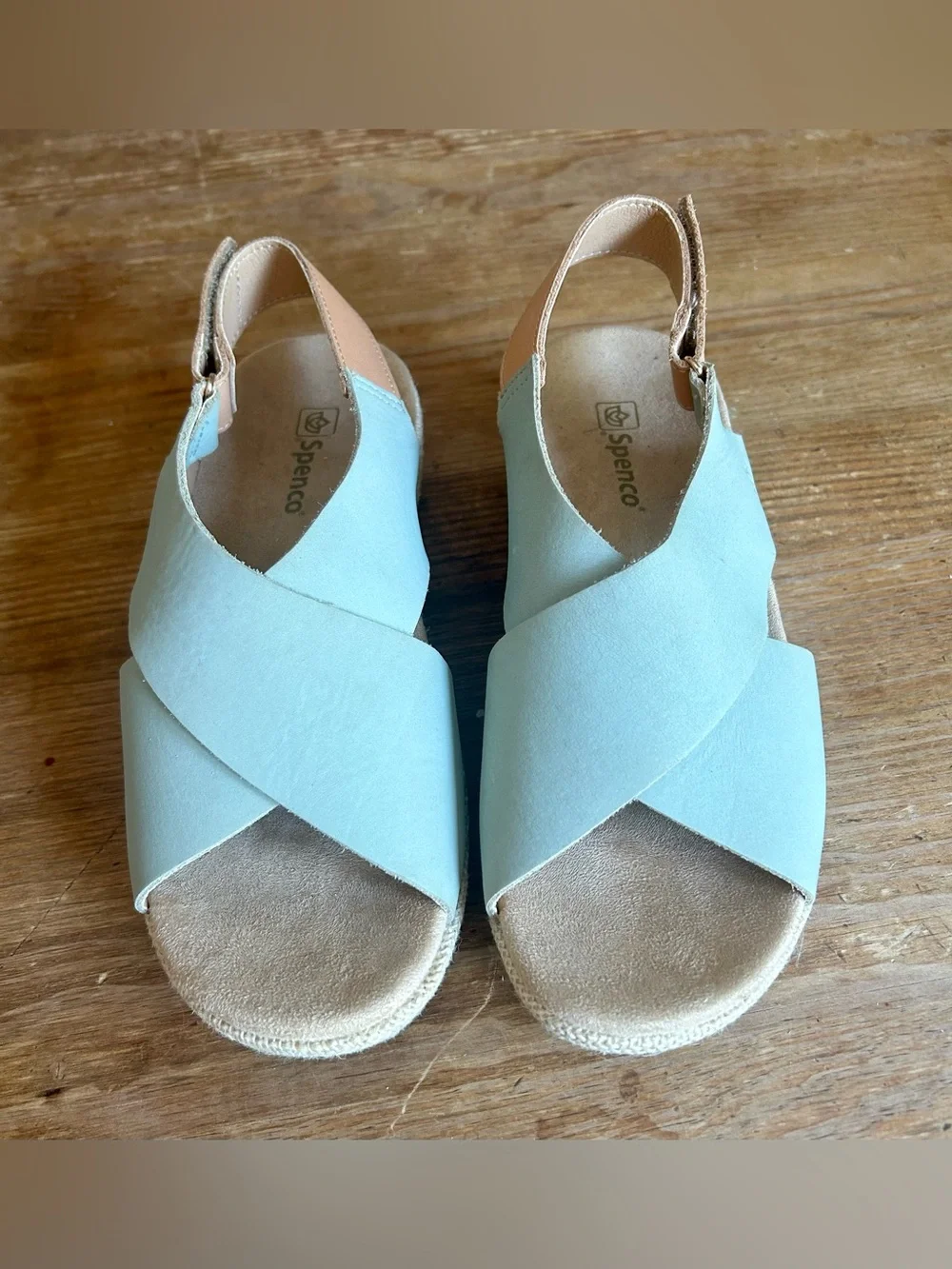 Spenco Marfa Leather Cross Strap Wedge Size 8